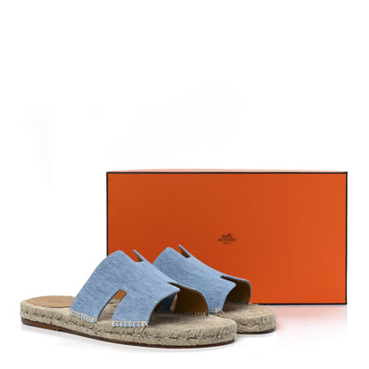 Hermes Denim Canvas Mens Antigua Espadrille Sandals 44 Bleu Clair 9 of 9