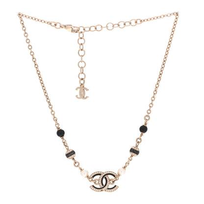 Chanel Glitter Enamel Crystal CC Beaded Choker Gold Black 3 of 6