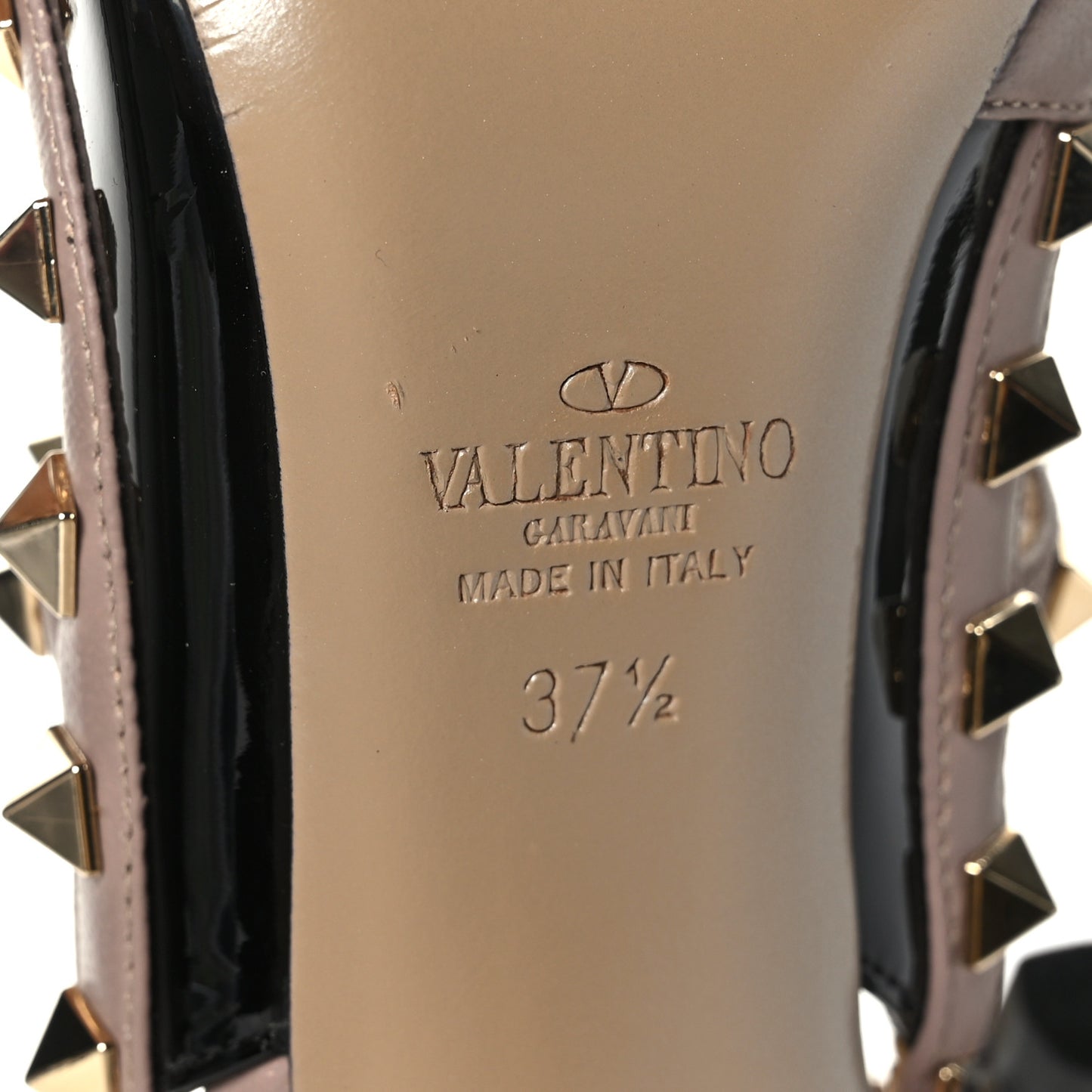 Patent Nappa Rockstud Ankle Strap 100mm Pumps 37.5 Black Poudre
