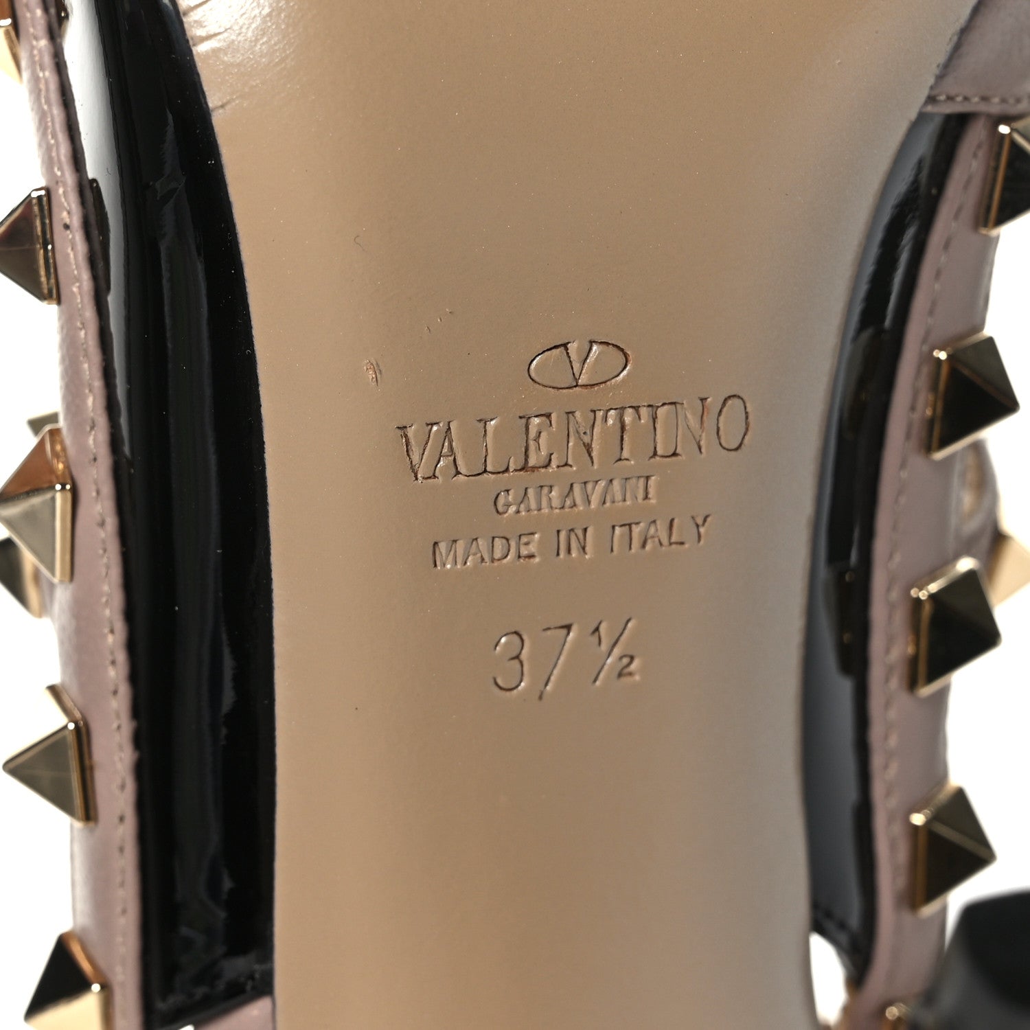 Valentino Garavani Patent Nappa Rockstud Ankle Strap 100mm Pumps 37.5 Black Poudre 7 of 7