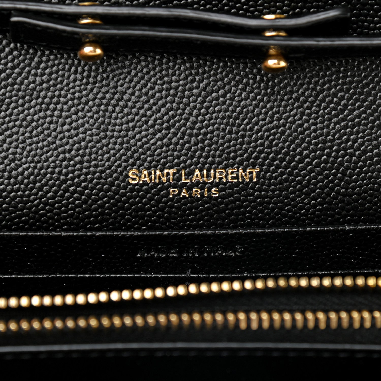 Saint Laurent Grain De Poudre Matelasse Chevron Monogram Chain Wallet Black 6 of 8
