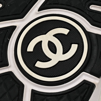 Chanel Mesh Suede Calfskin Grained Calfskin Womens CC Sneakers 38.5 White Black 8 of 9