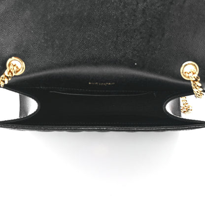 Saint Laurent Grain De Poudre Textured Mixed Matelasse Triquilt Small Monogram Satchel Black 5 of 12