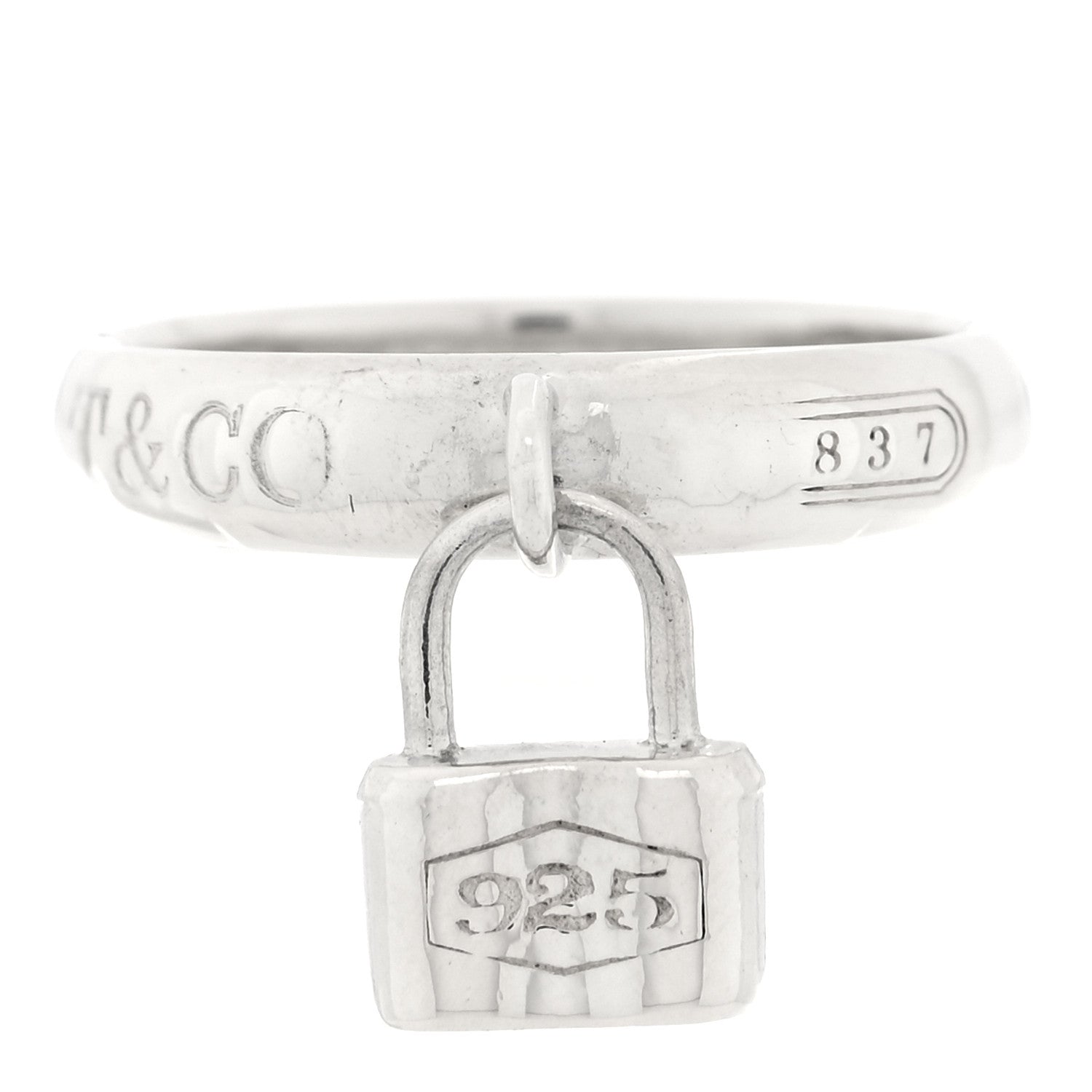 Tiffany Sterling Silver 1837 Lock Charm Ring 50 5.5 1 of 4