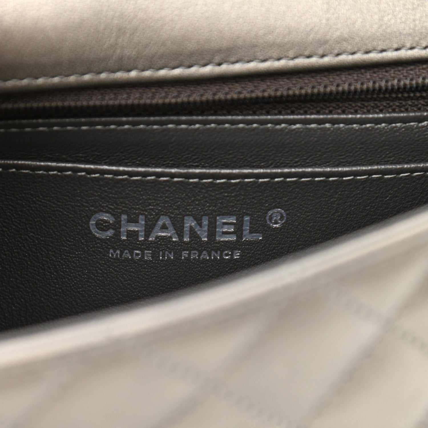 Chanel Iridescent Calfskin Quilted Mini Rectangular Flap Charcoal Grey 7 of 10