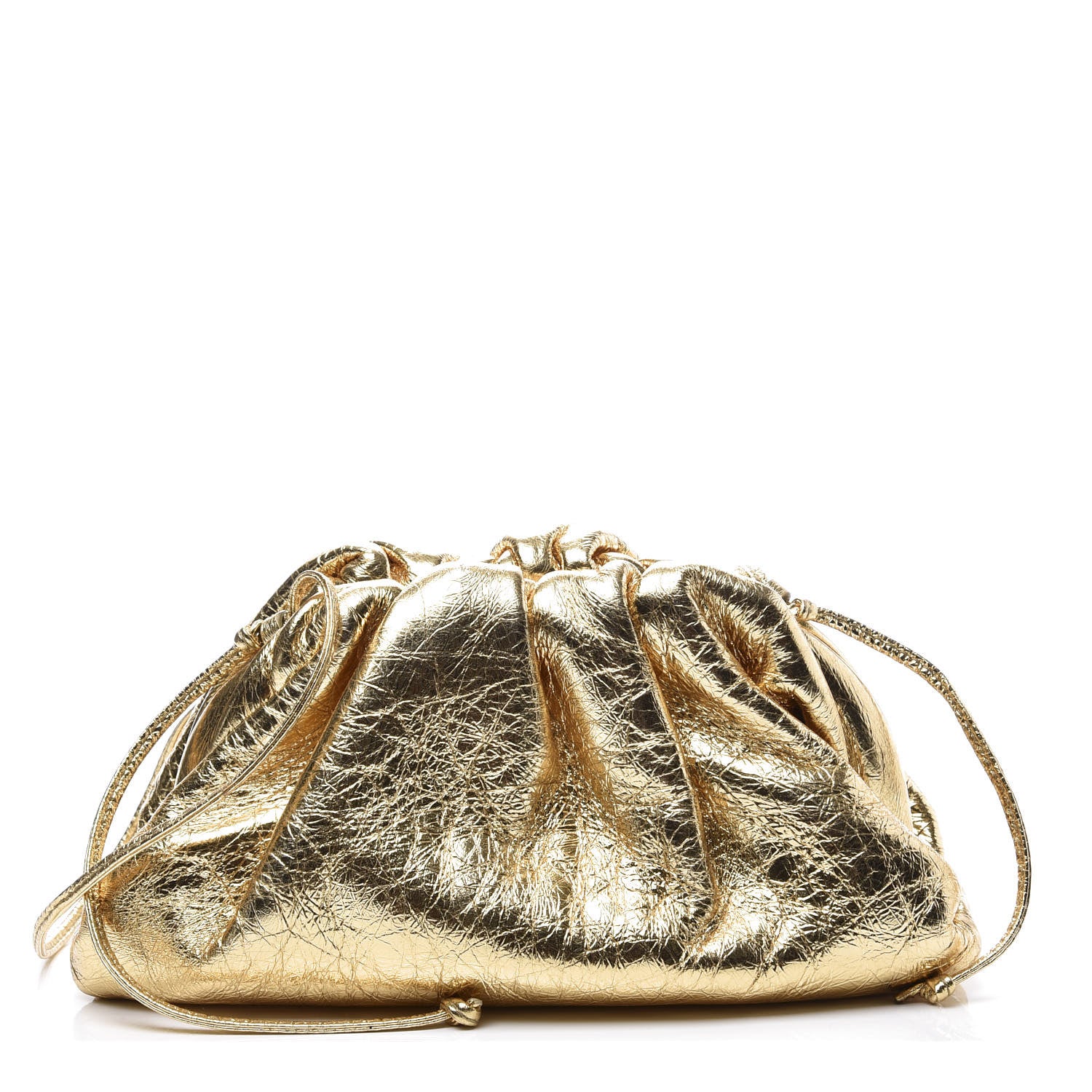 Bottega Veneta Metallic Crinkled Lambskin The Mini Pouch Oro 1 of 8