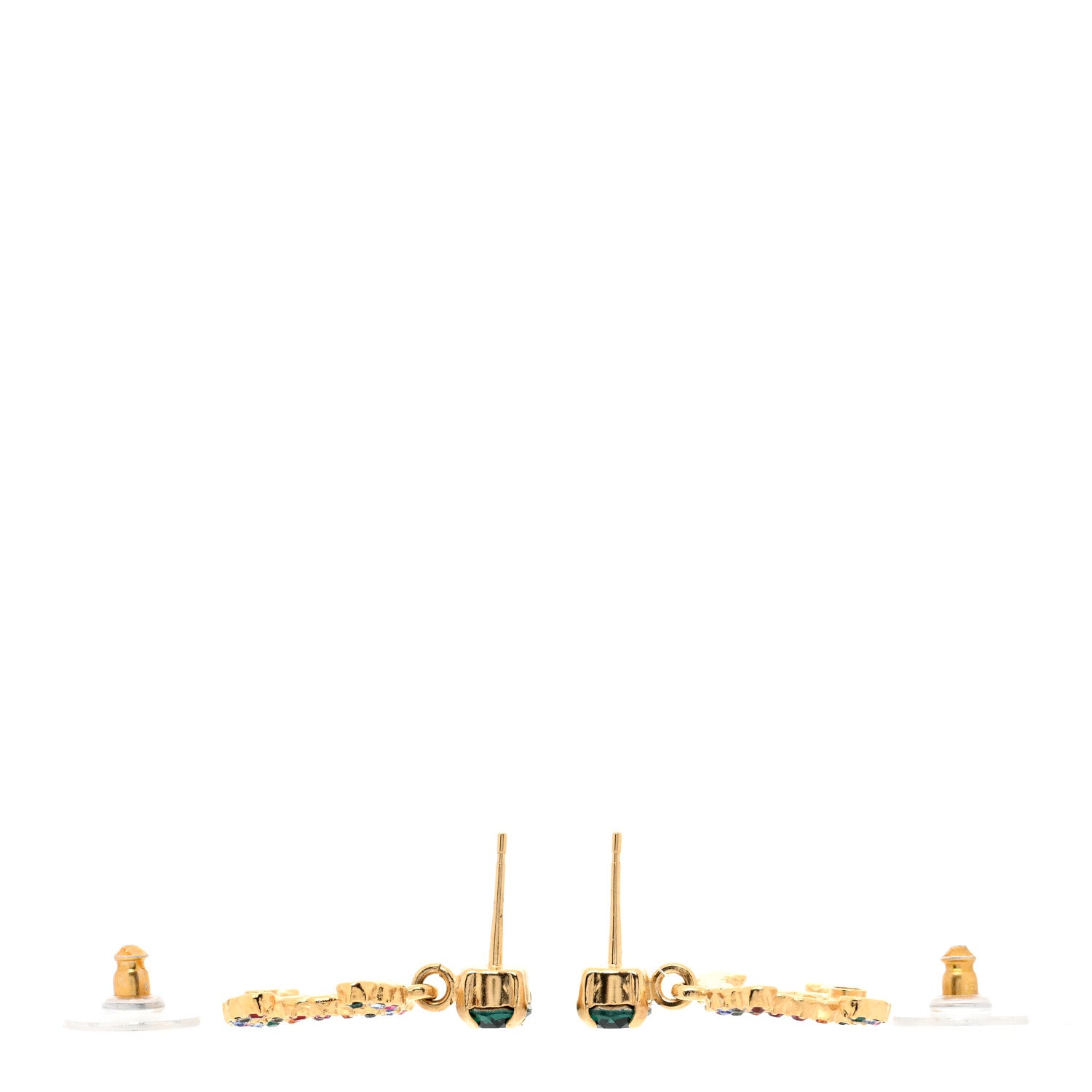 Chanel Crystal Over The Rainbow CC Drop Earrings Gold Multicolor 3 of 6