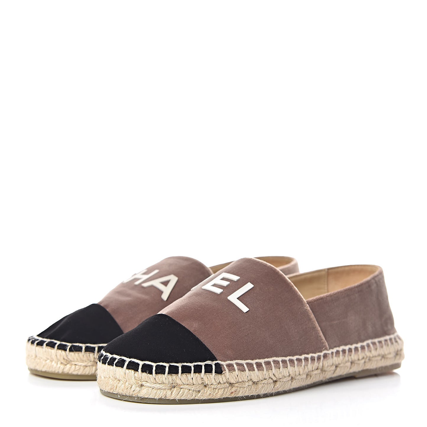 Velvet Logo Espadrilles 36 Beige Black