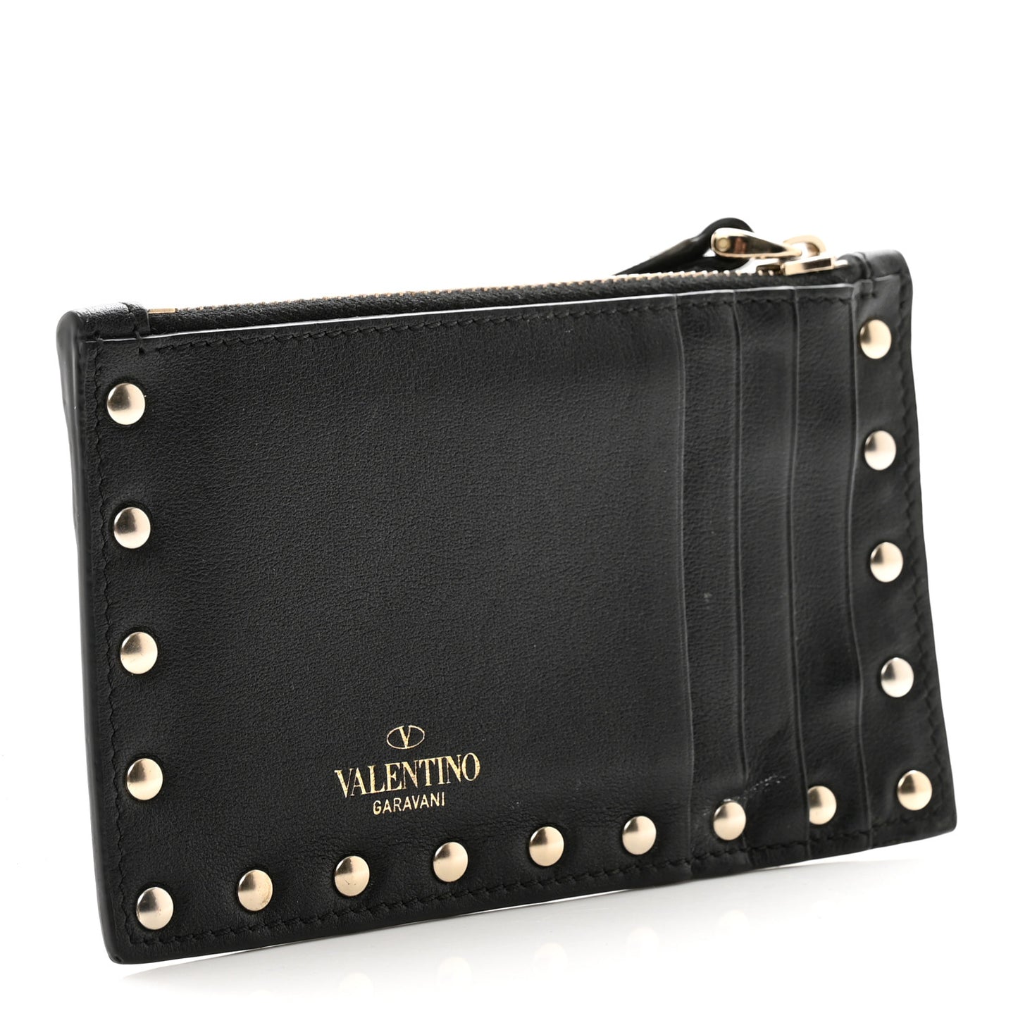 Vitello Rockstud Coin Case Card Holder Black