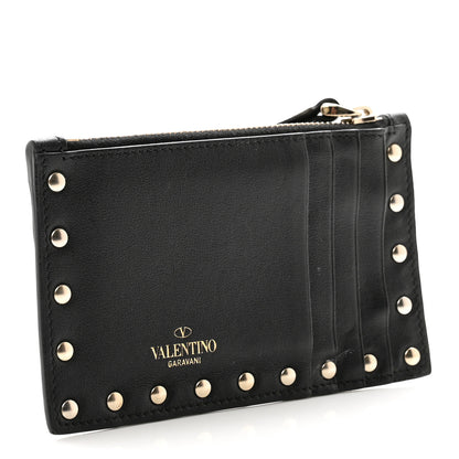 Valentino Garavani Vitello Rockstud Coin Case Card Holder Black 3 of 7