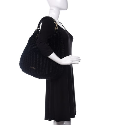 Jimmy Choo Rabbit Fur Solar Hobo Black 2 of 9