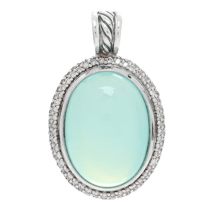 David Yurman Sterling Silver Diamond Chalcedony Oval Enhancer Pendant 1 of 3