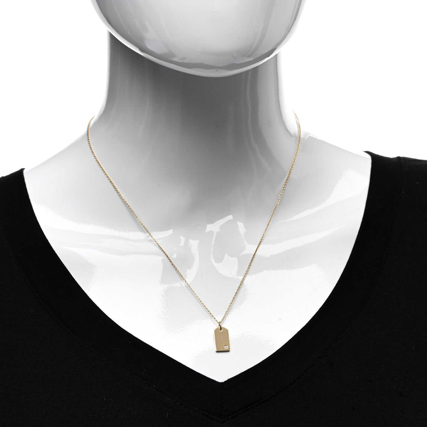 18K Yellow Gold Diamond Mini Tag Pendant Necklace