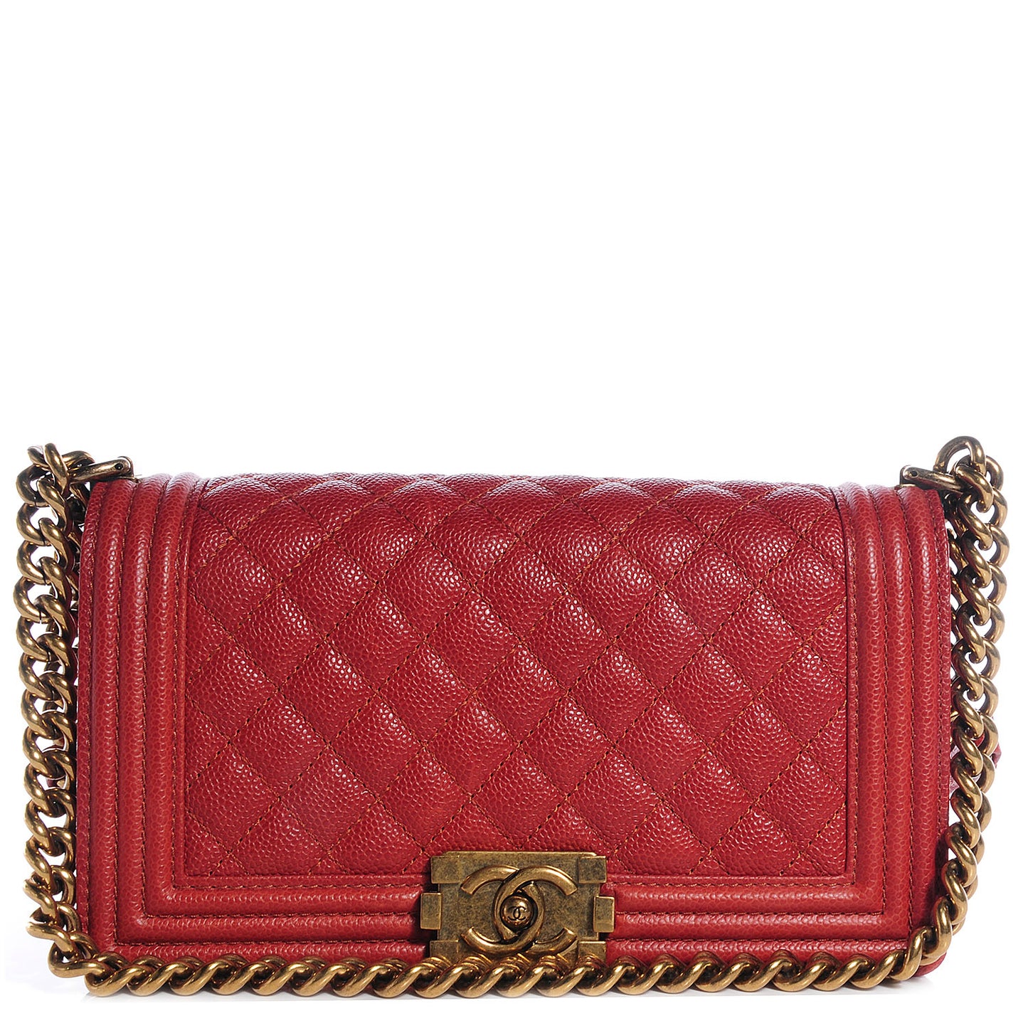 Caviar Medium Boy Flap Red