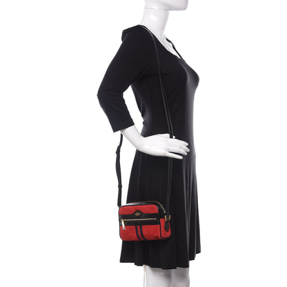 Gucci Suede Patent Web Mini Ophidia Shoulder Bag Red 2 of 11