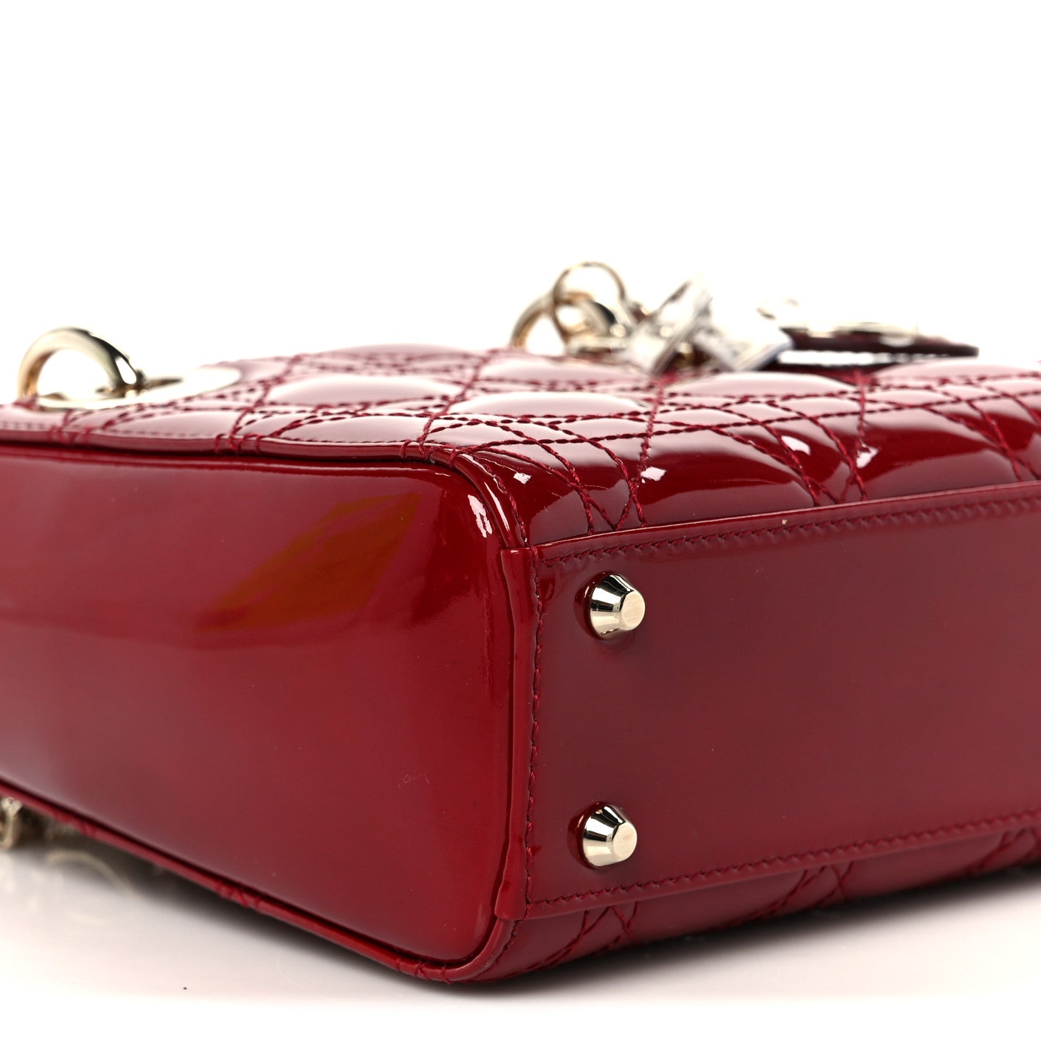 Christian Dior Patent Cannage Mini Lady Dior Red 9 of 11