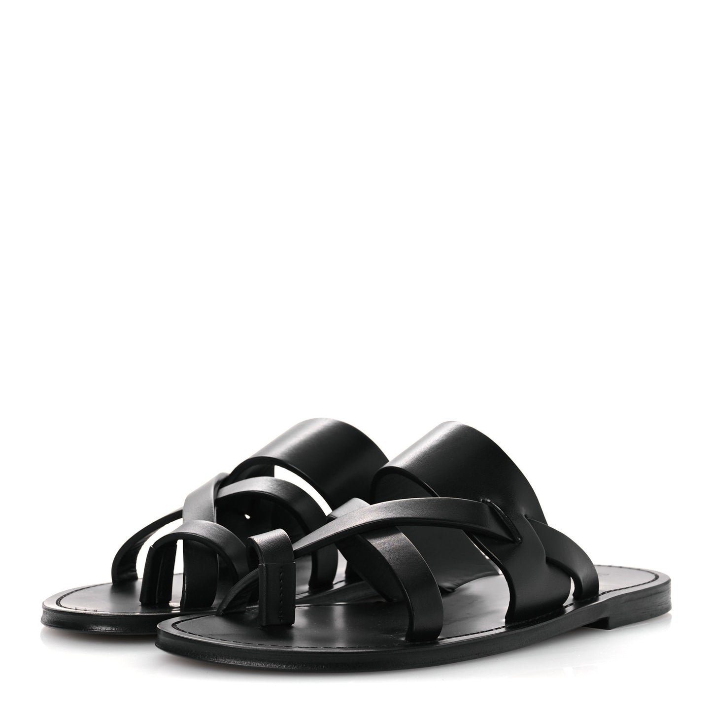 Calfskin Mens Culver Flat Mules Sandals 41 Black