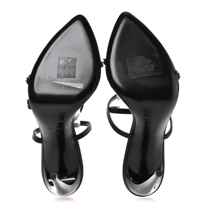 Saint Laurent Crepe Satin Strass Satine 110 Ankle Strap Sandals 37 Black 6 of 9