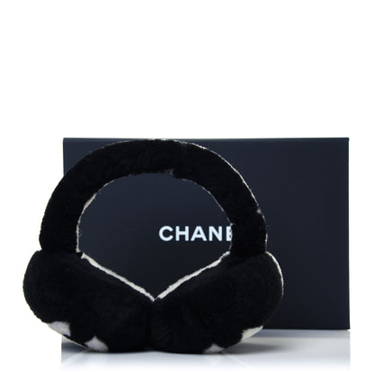 Chanel Shearling CC Ear Muffs Black White 10 of 10
