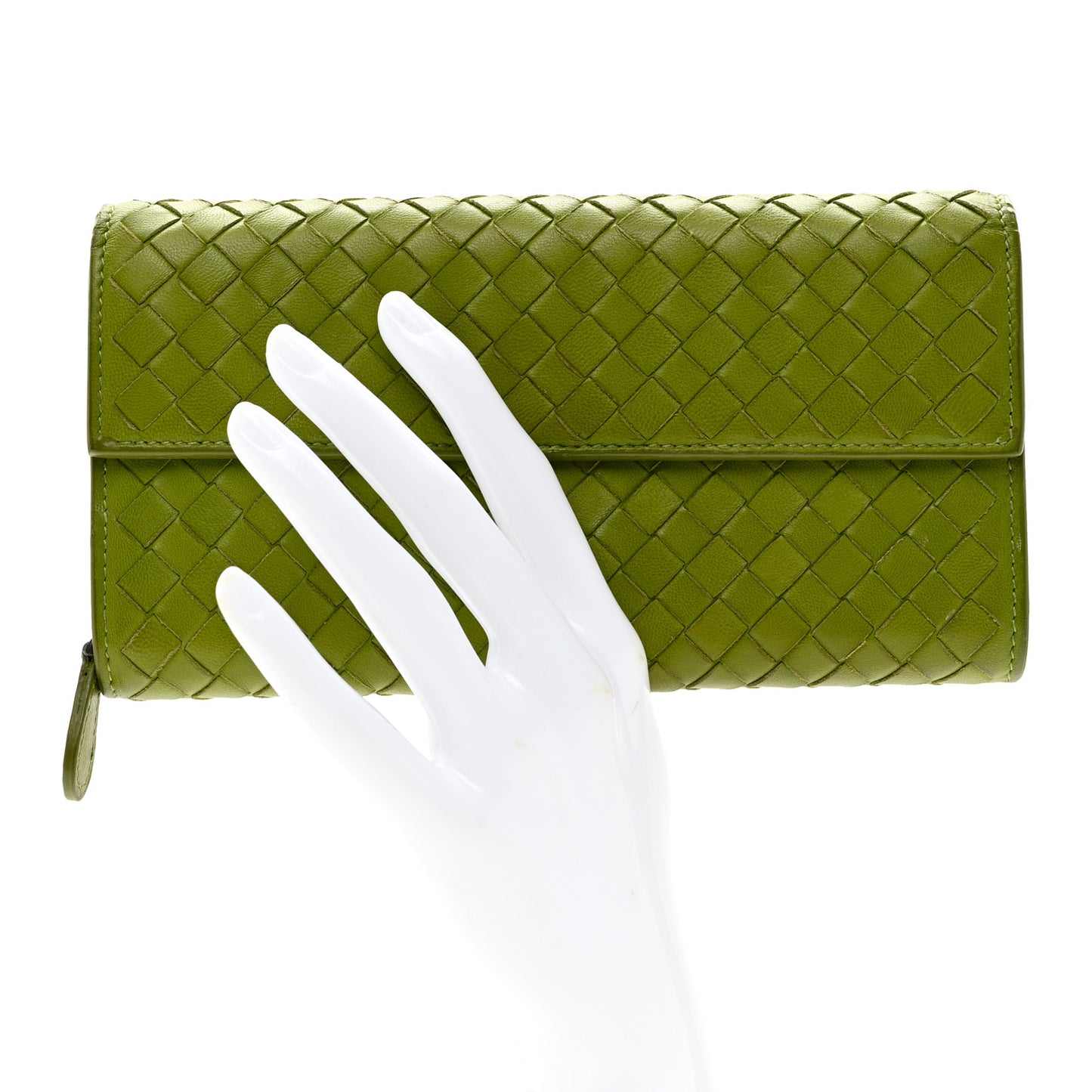 Nappa Intrecciato Continental Flap Wallet Kiwi