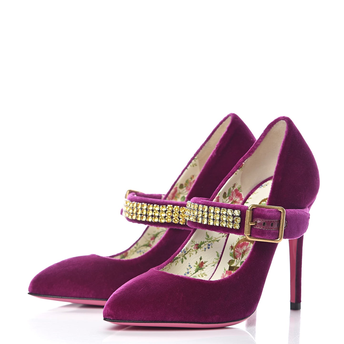 Velvet Crystal Embellished Sylvie High Heel Pumps 35 Fucsia Violet Cyclamen