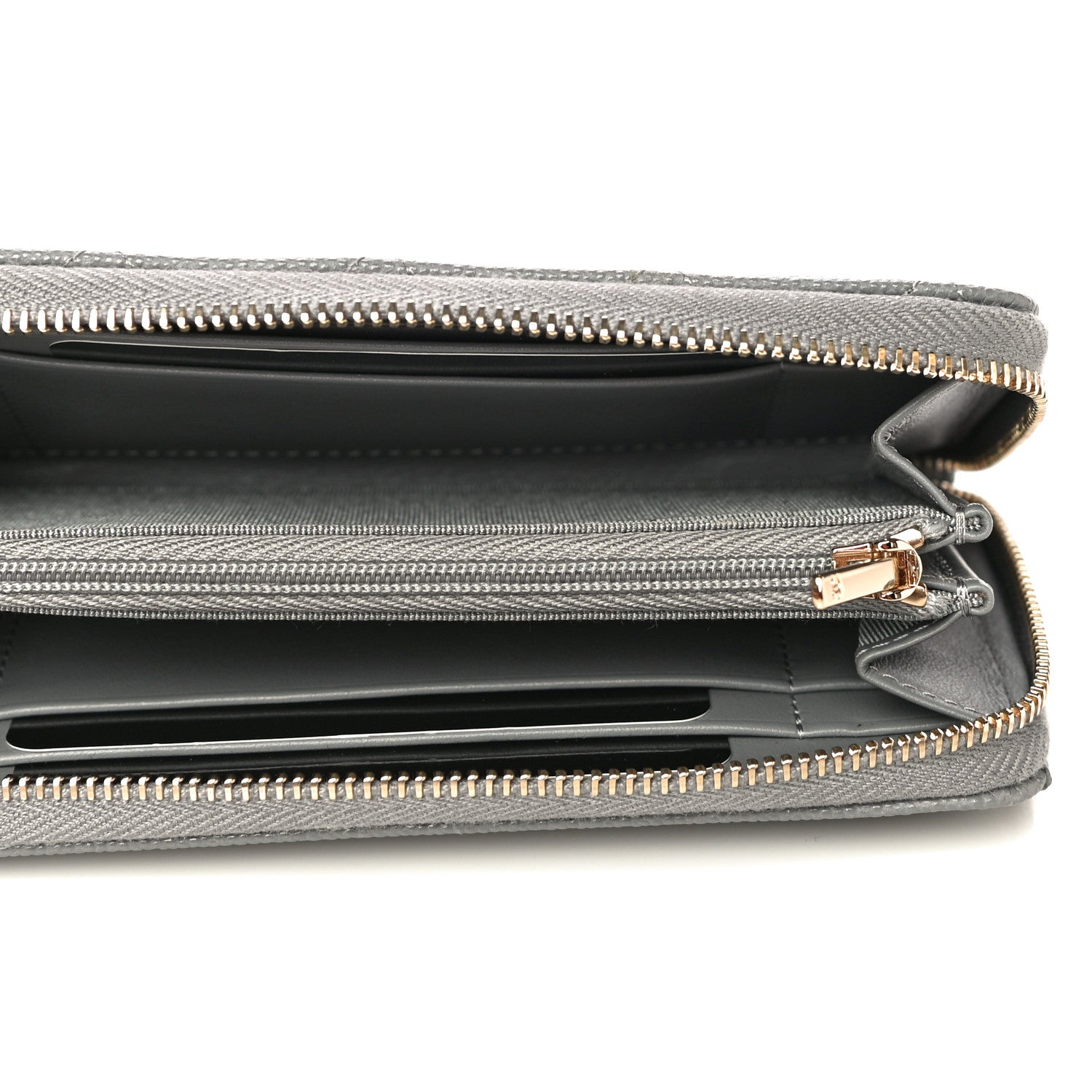 Chanel Caviar Quilted Small Gusset Zip Around Wallet Grey 5 of 12