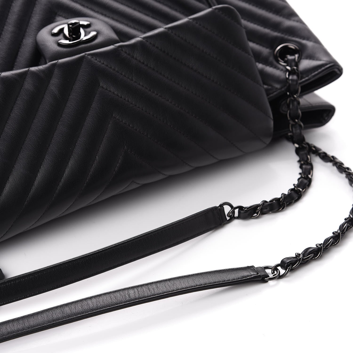 Chanel Calfskin Chevron Quilted Flap Tote So Black 11 of 11