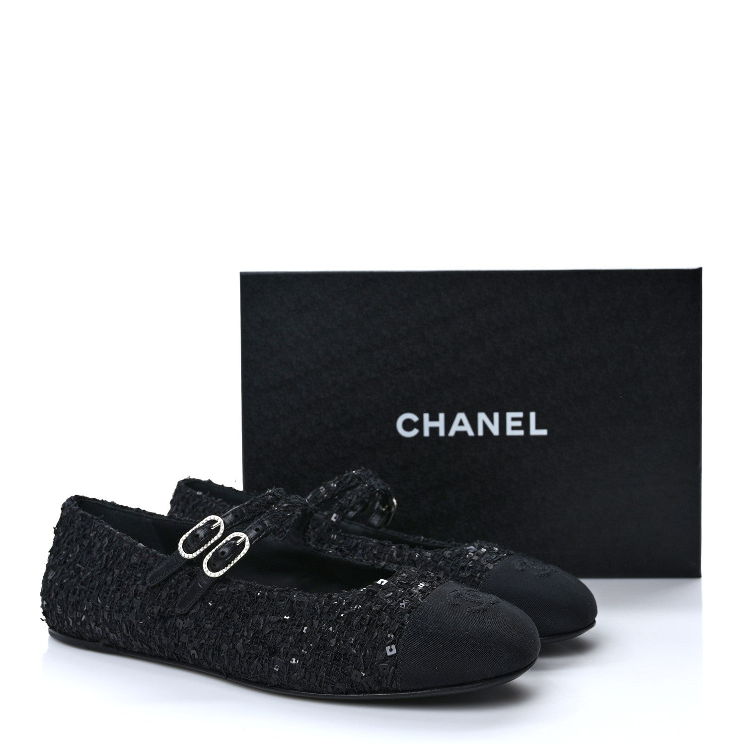 Chanel Tweed Patent Mary Jane Flats 41.5 Black 9 of 9