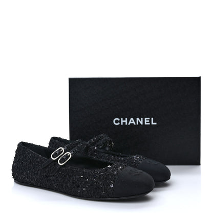 Chanel Tweed Patent Mary Jane Flats 41.5 Black 9 of 9