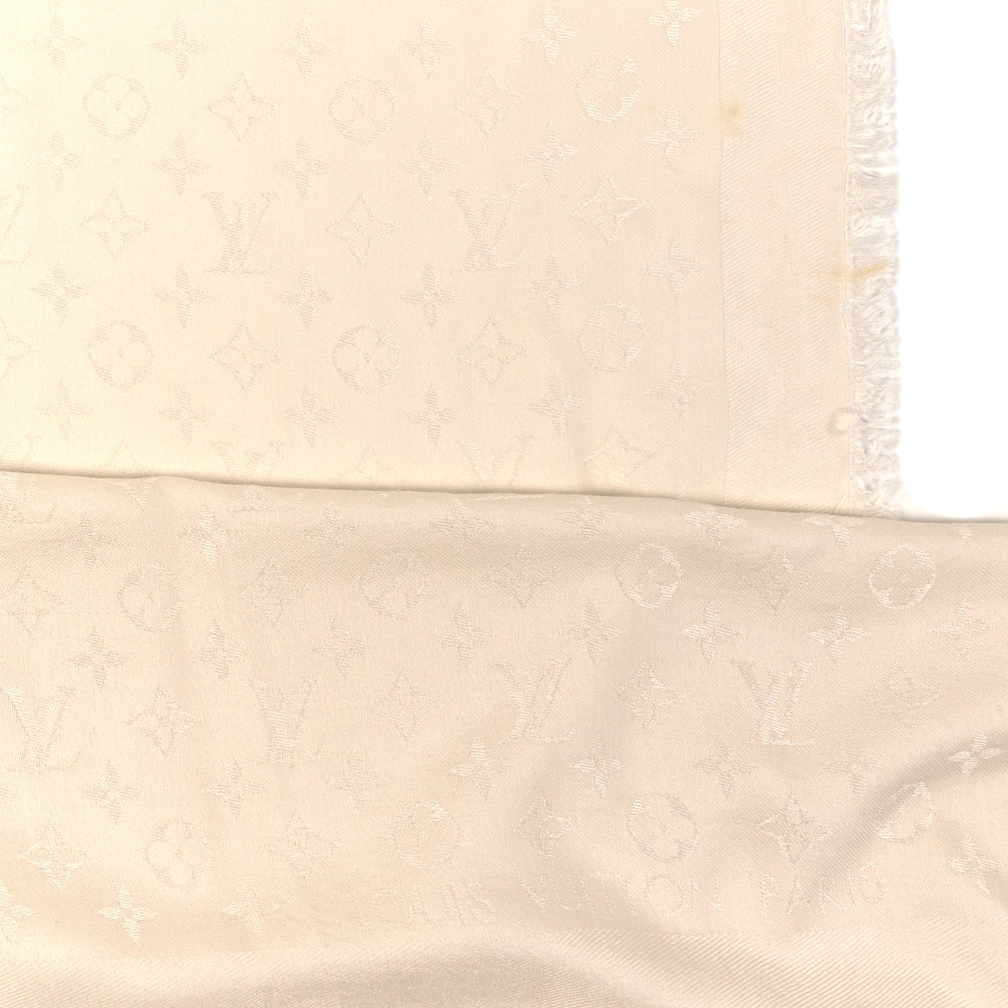 Silk Wool Monogram Shawl Beige
