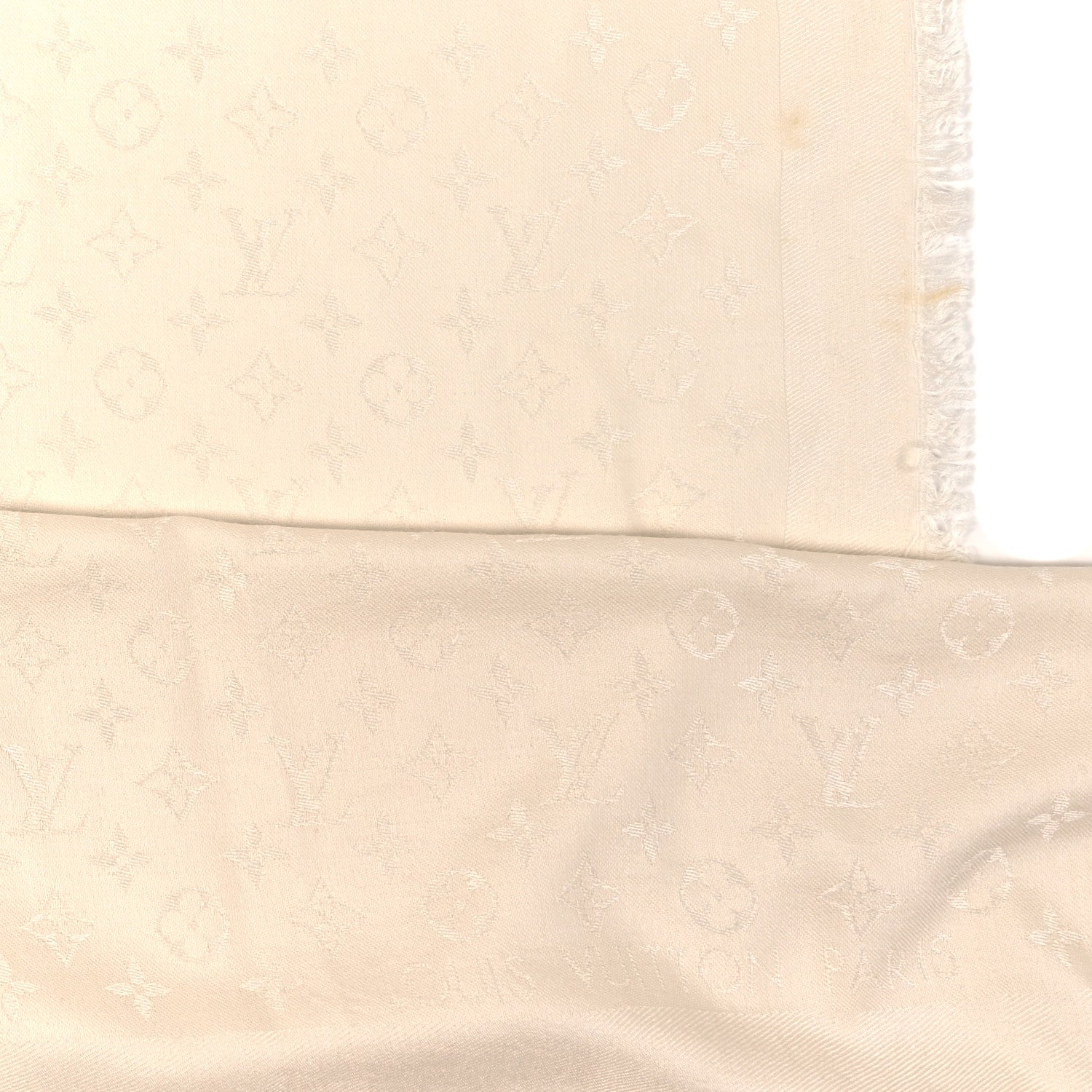 Louis Vuitton Silk Wool Monogram Shawl Beige 3 of 4