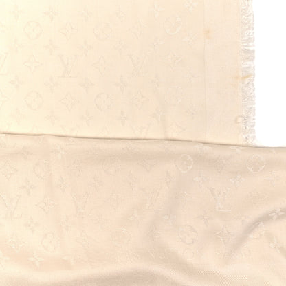 Louis Vuitton Silk Wool Monogram Shawl Beige 3 of 4