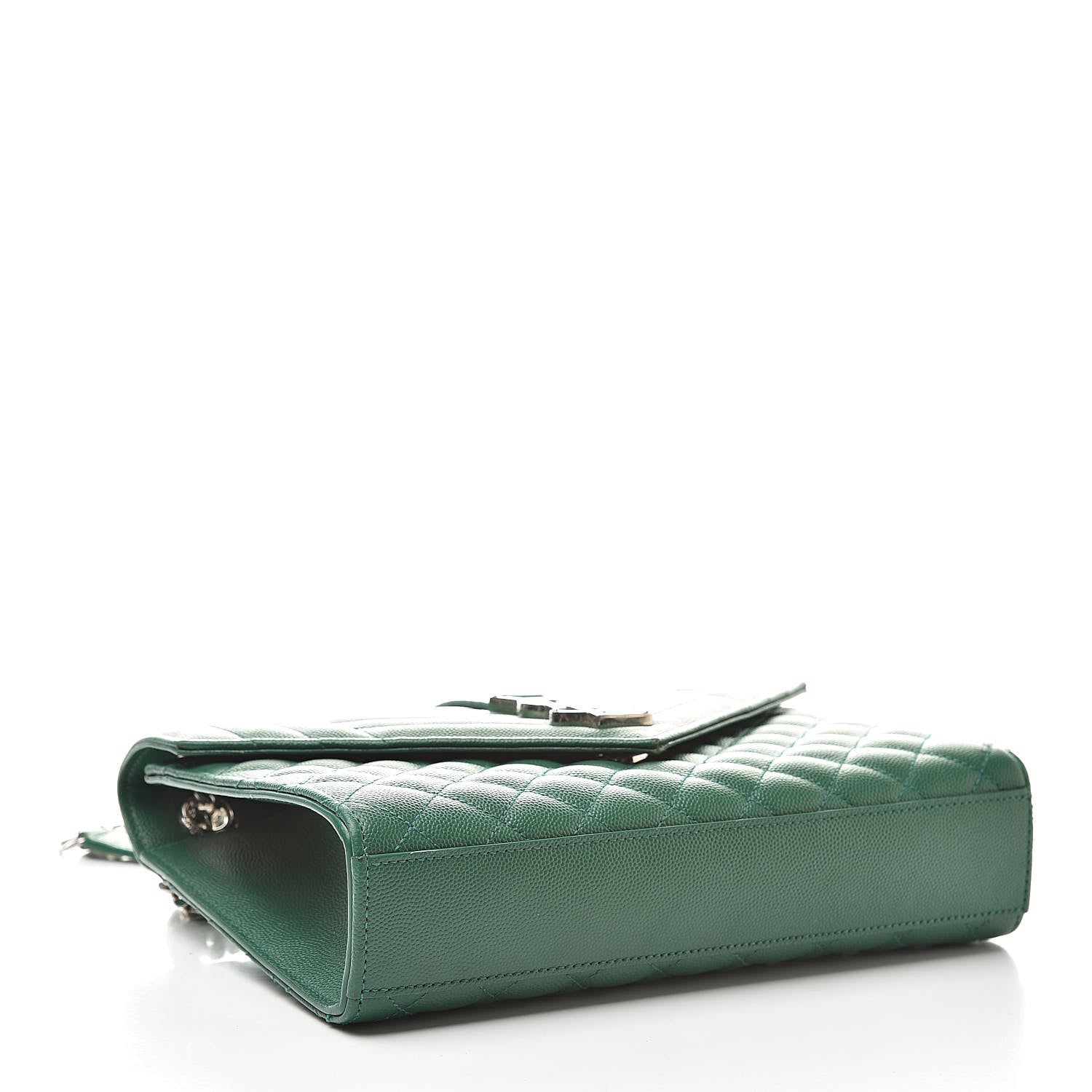 Saint Laurent Grain De Poudre Textured Mixed Matelasse Triquilt Medium Monogram Satchel Green 4 of 14