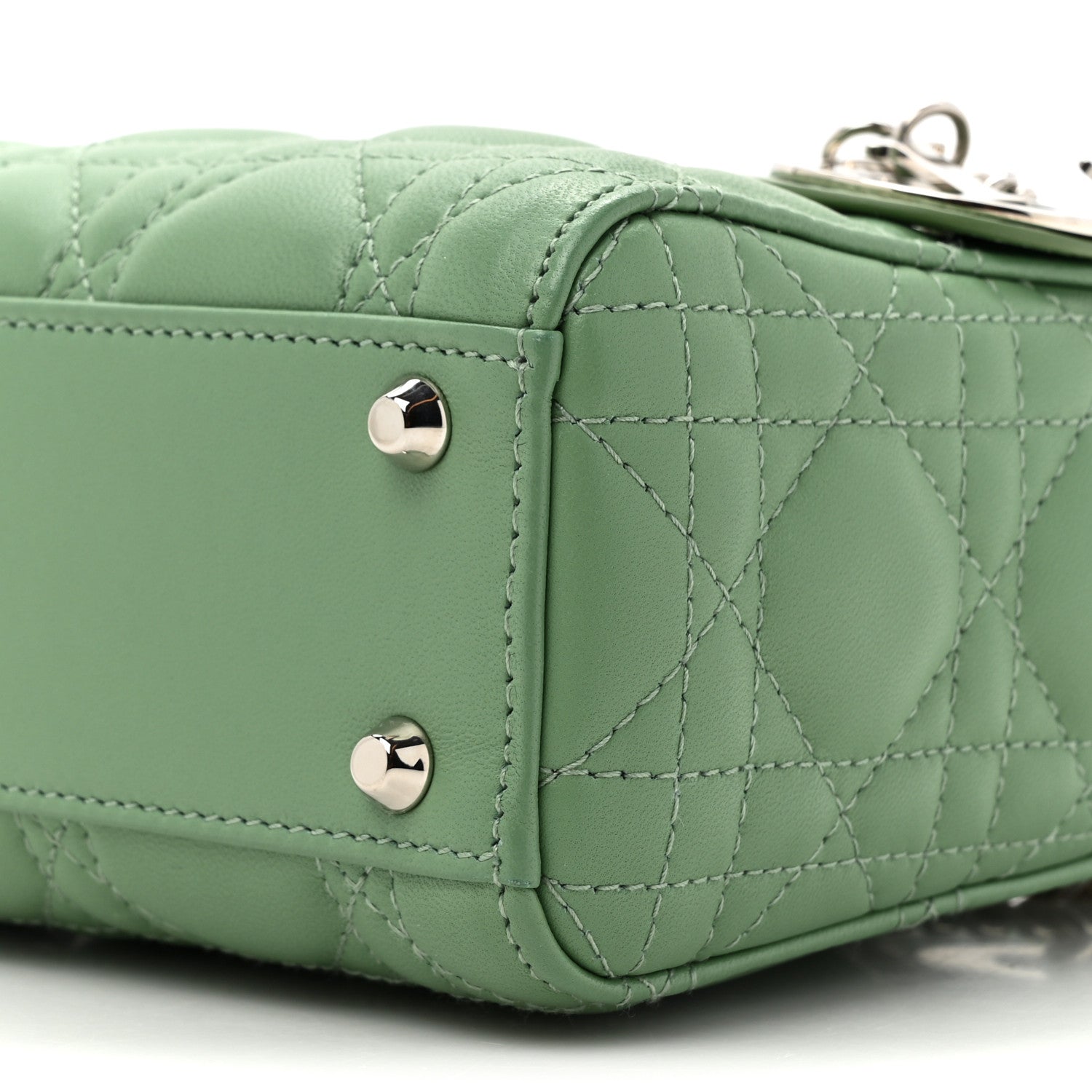 Christian Dior Lambskin Cannage Mini Lady Dior Green 9 of 12