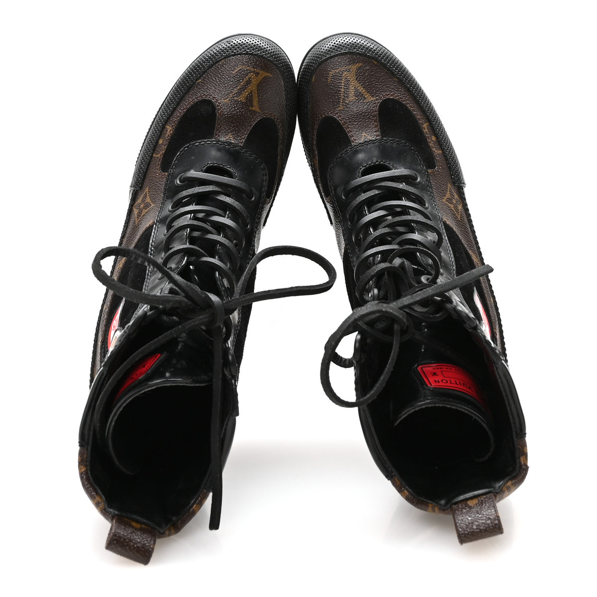 Louis Vuitton Suede Calfskin Monogram LV Black Heart Laureate Platform Desert Boots 37.5 Black 2 of 8