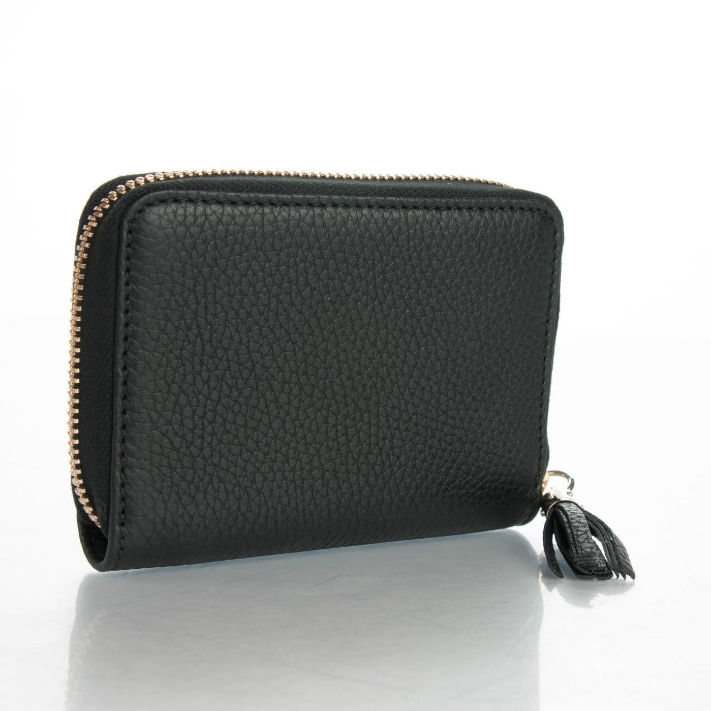 Pebbled Calfskin Soho Compact Disco Zip Around Wallet Black