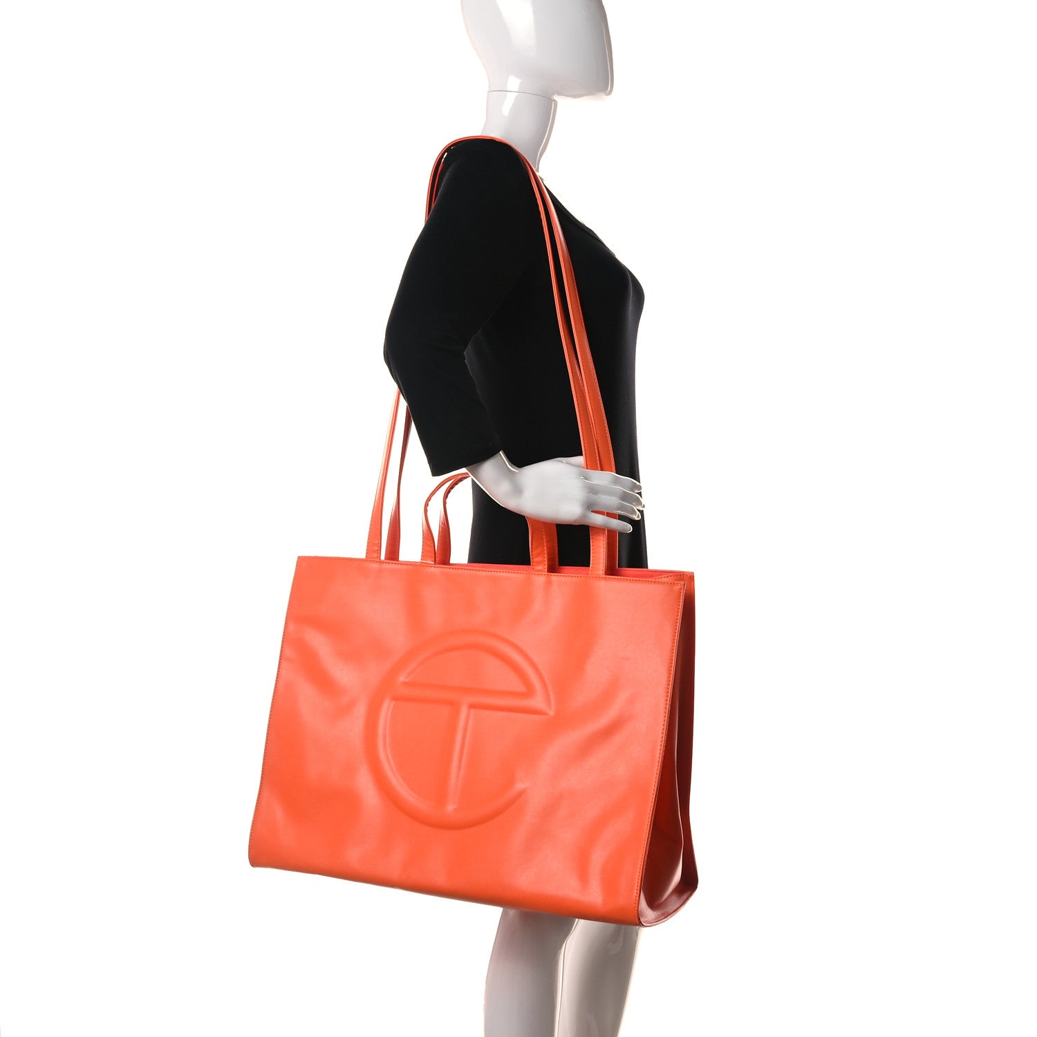 Telfar Vegan Leather Large Shopping Bag Orange 2 of 9
