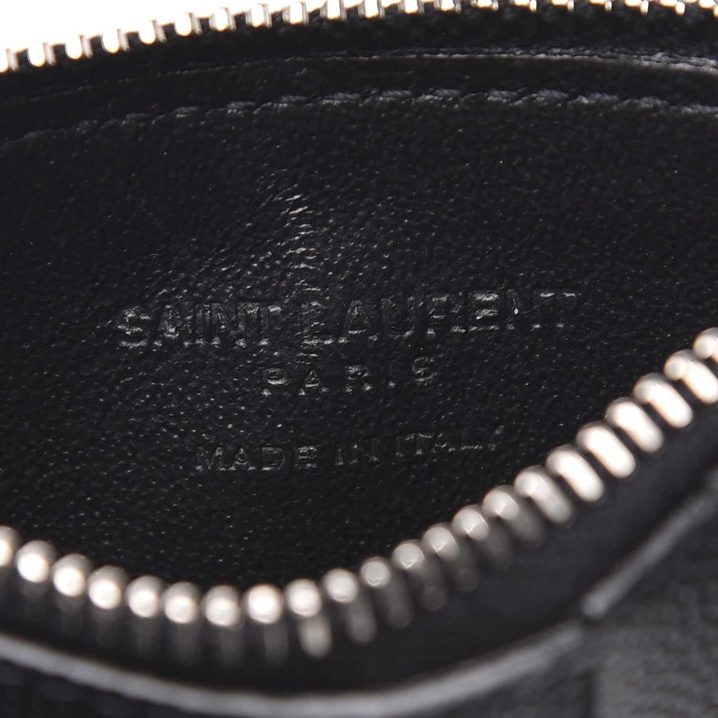 Grained Calfskin 5 Fragments Zip Pouch Card Holder Black