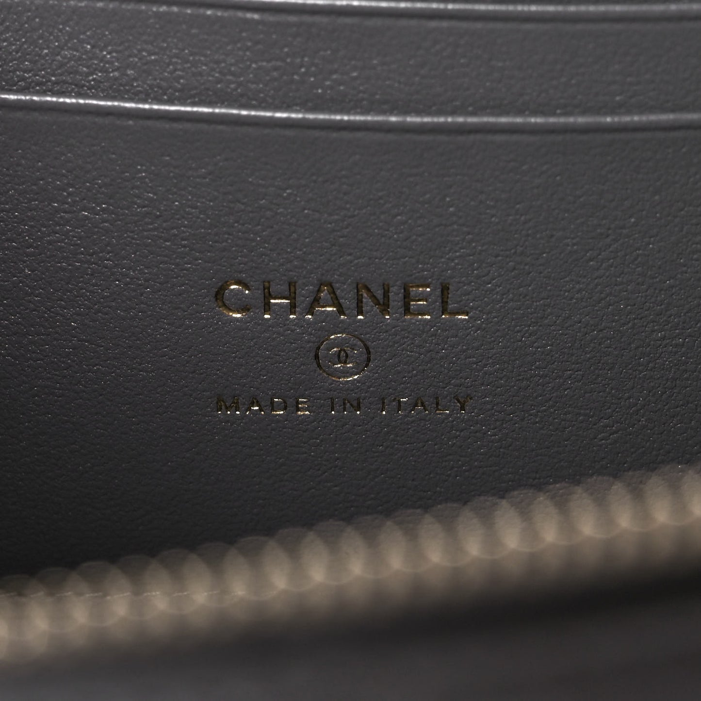 Lambskin Quilted Small Top Handle Vanity Case With Chain Dark Grey