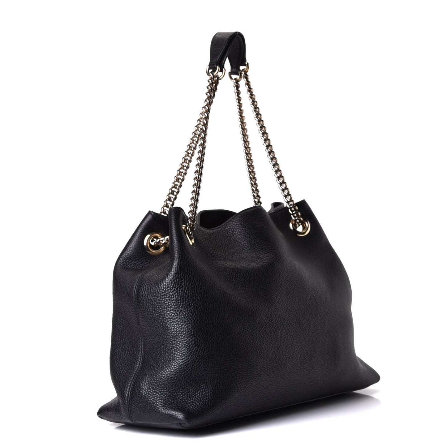 Pebbled Calfskin Medium Soho Chain Shoulder Bag Black