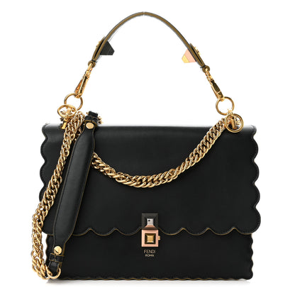 Fendi Vitello Liberty Scalloped Studded Kan I Shoulder Bag Black 1 of 10
