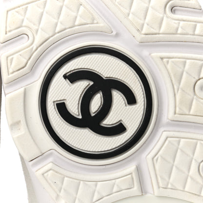 Chanel Suede Calfskin Fabric CC Sneakers 37 White 6 of 8