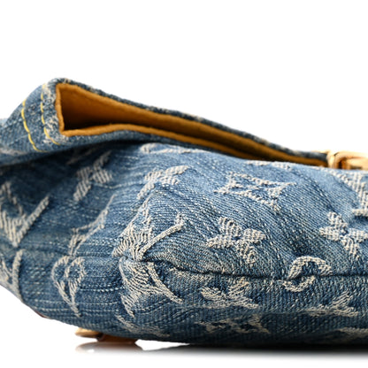 Louis Vuitton Monogram Denim Pochette Plat Clutch Blue 9 of 12