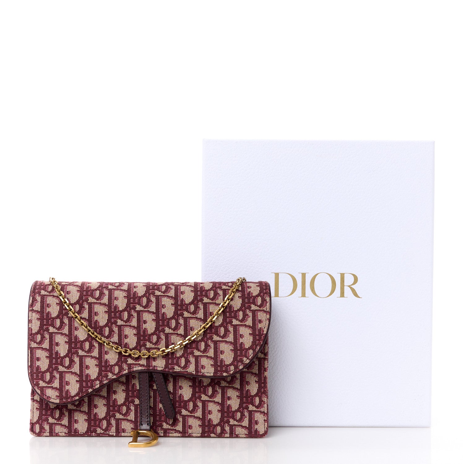 Christian Dior Oblique Saddle Chain Pouch Burgundy 11 of 11