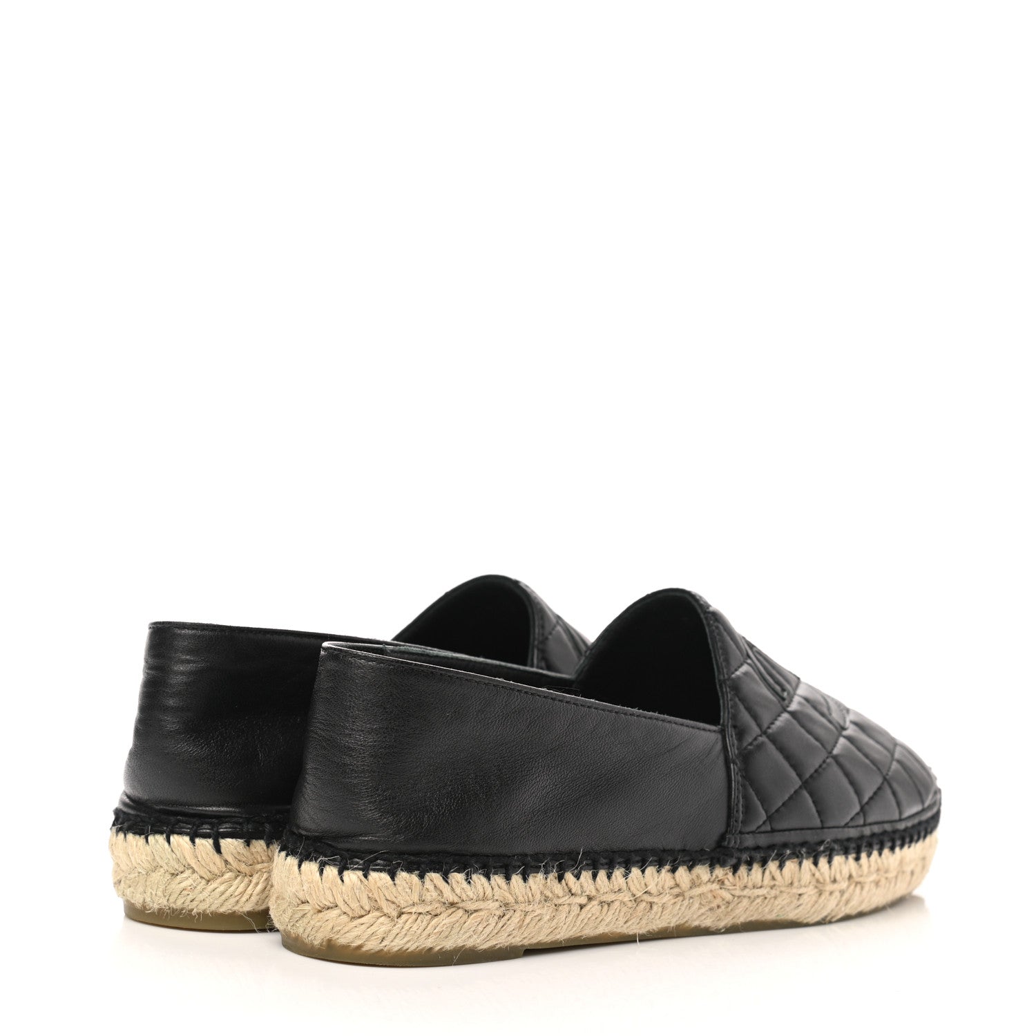 Chanel Lambskin Quilted CC Espadrilles 38 Black 4 of 8