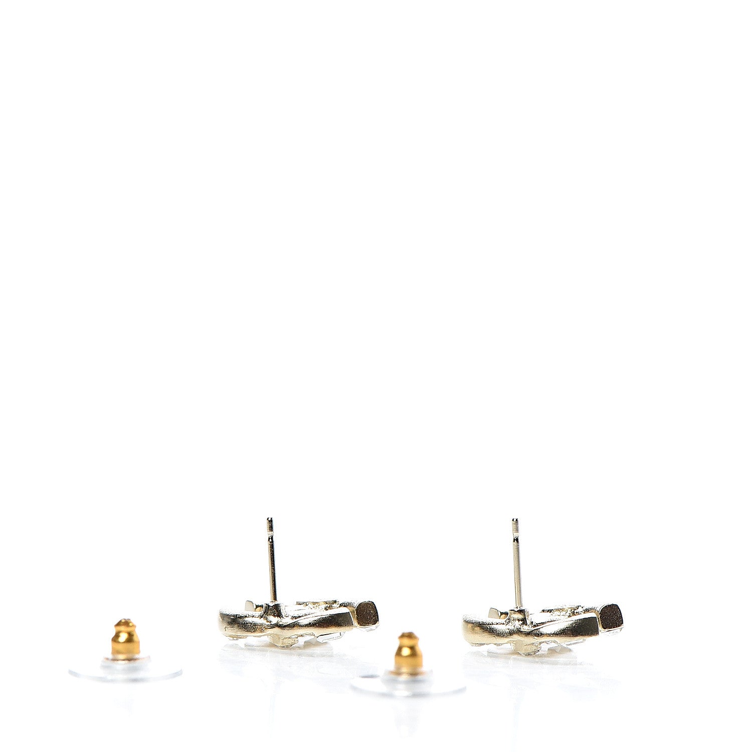 Chanel Crystal Baguette CC Earrings Gold 3 of 5