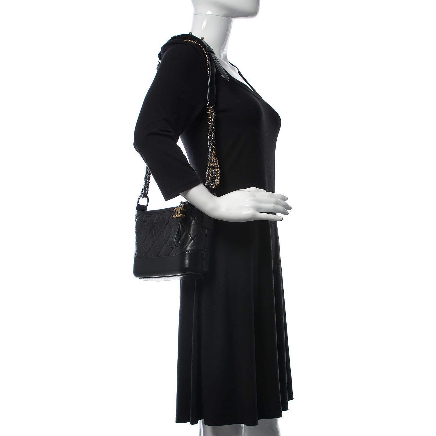 Chanel Aged Calfskin Quilted Small Gabrielle Hobo Black 2 of 10