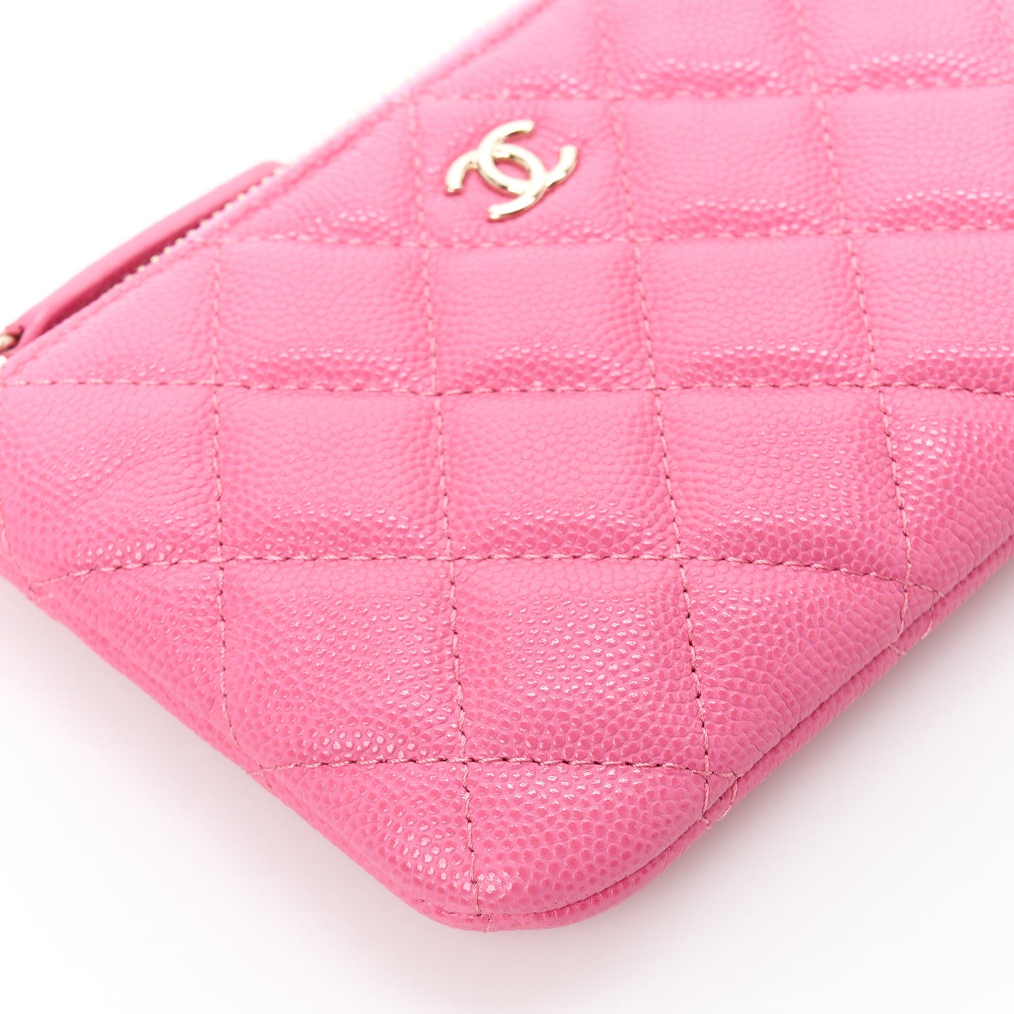 Caviar Quilted Small Cosmetic Case Pink