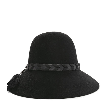 Hermes Rabbit Felt Lambskin Hat 58 Black 3 of 10