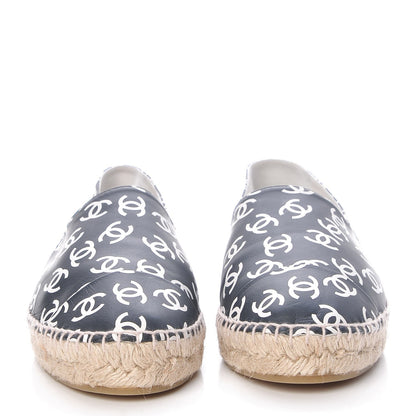 Chanel Lambskin Printed CC Espadrilles 40 Black White 2 of 8